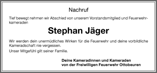 Nachruf Stephan Jäger